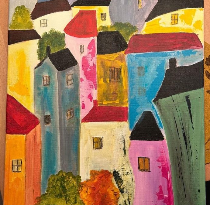 Experimentieren mit Farbe und Form – Thema Häuser